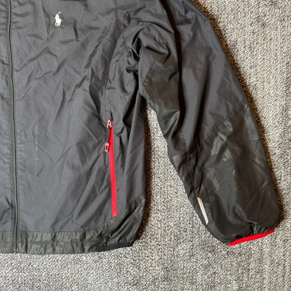 Polo Sport Ralph Lauren Performance Windbreaker Jacket Black Red Mens Large‎